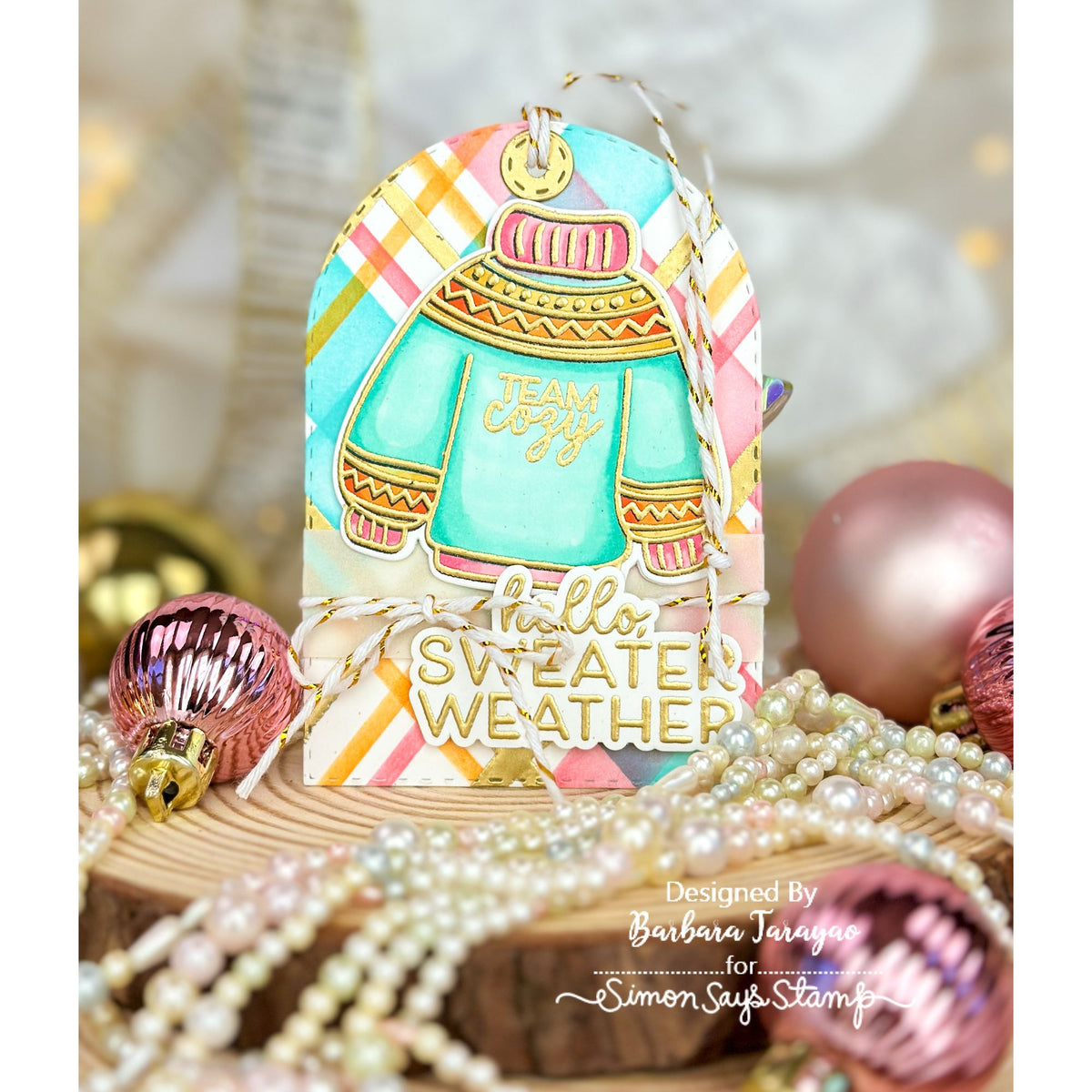CZ Design Stamps and Dies Sweater Weather set1319sw Barbara Tarayao Colorful Cozy Tag