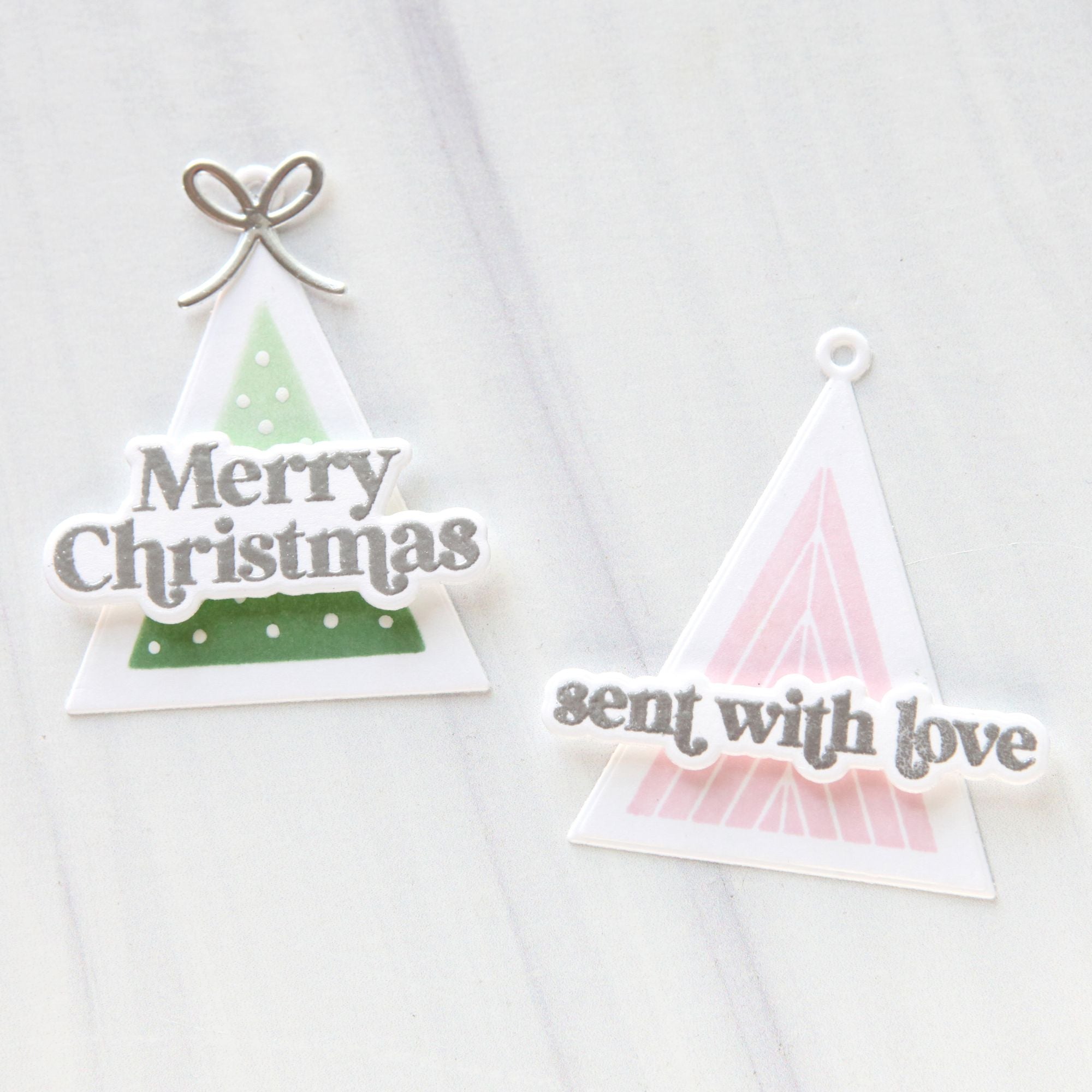 CZ Design Triangle Tags Wafer Dies czd311c Cathy Zielske Pink and Green Christmas Tags | color-code:ALT04