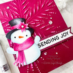 CZ Design XL EZ Strips Very Merry set1405vm Sending Cheer Emily Midgett Pink Scarf Snowman Christmas Joy Card