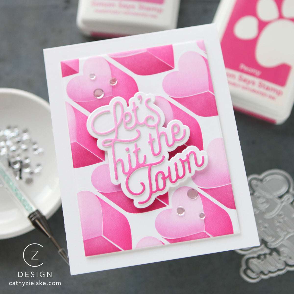 CZ Design Let's Hit the Town Wafer Dies czd295 Heart to Heart