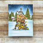 Purple Onion Designs Winter Trees Background Cling Stamp pod5011 Country Christmas Tree Card