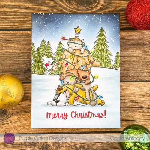 Purple Onion Designs Tofu And Friends Christmas Tree Cling Stamp pod5002 Country Christmas Tree Card