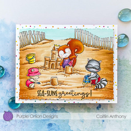 Purple Onion Designs Beach Accessories Cling Stamp Set pod1329 Sandcastle Playtime Card