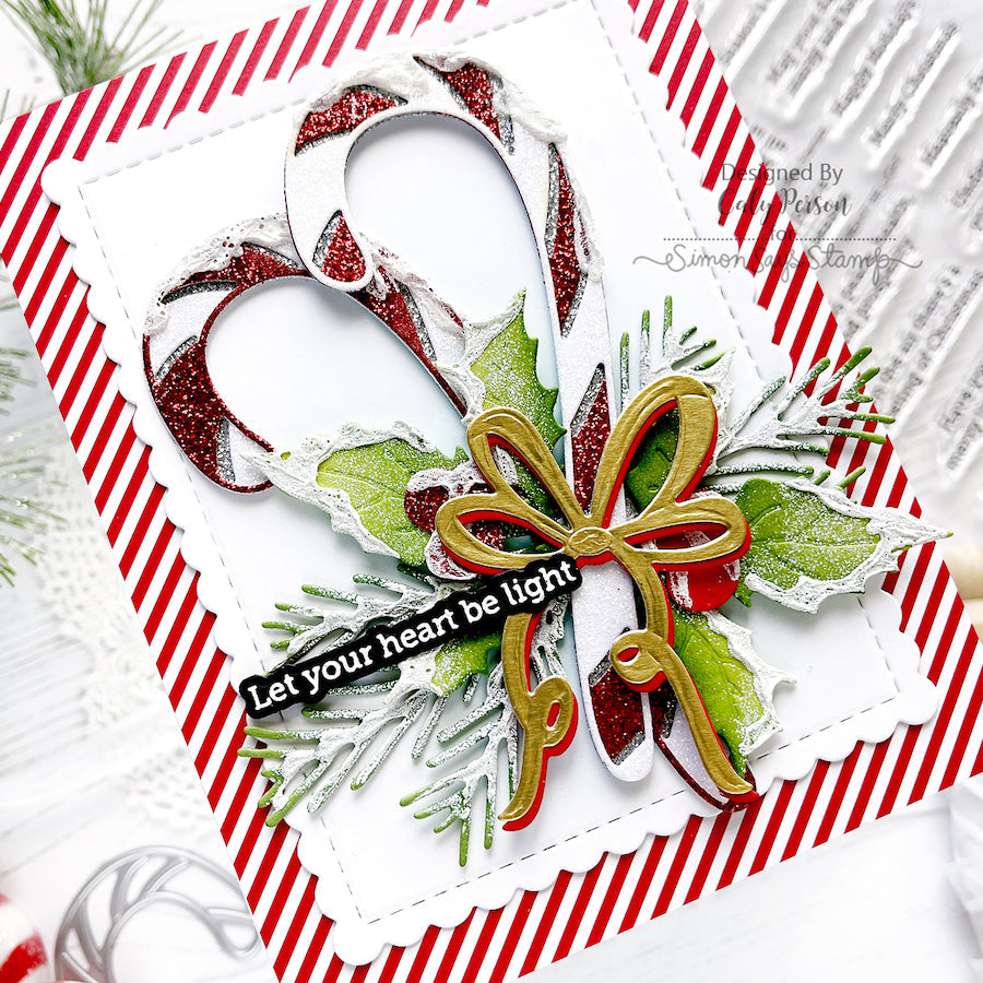 Honey Bee Lovely Layers Candy Cane Dies hbds-llcand Festive Holiday Card | color-code:ALT01