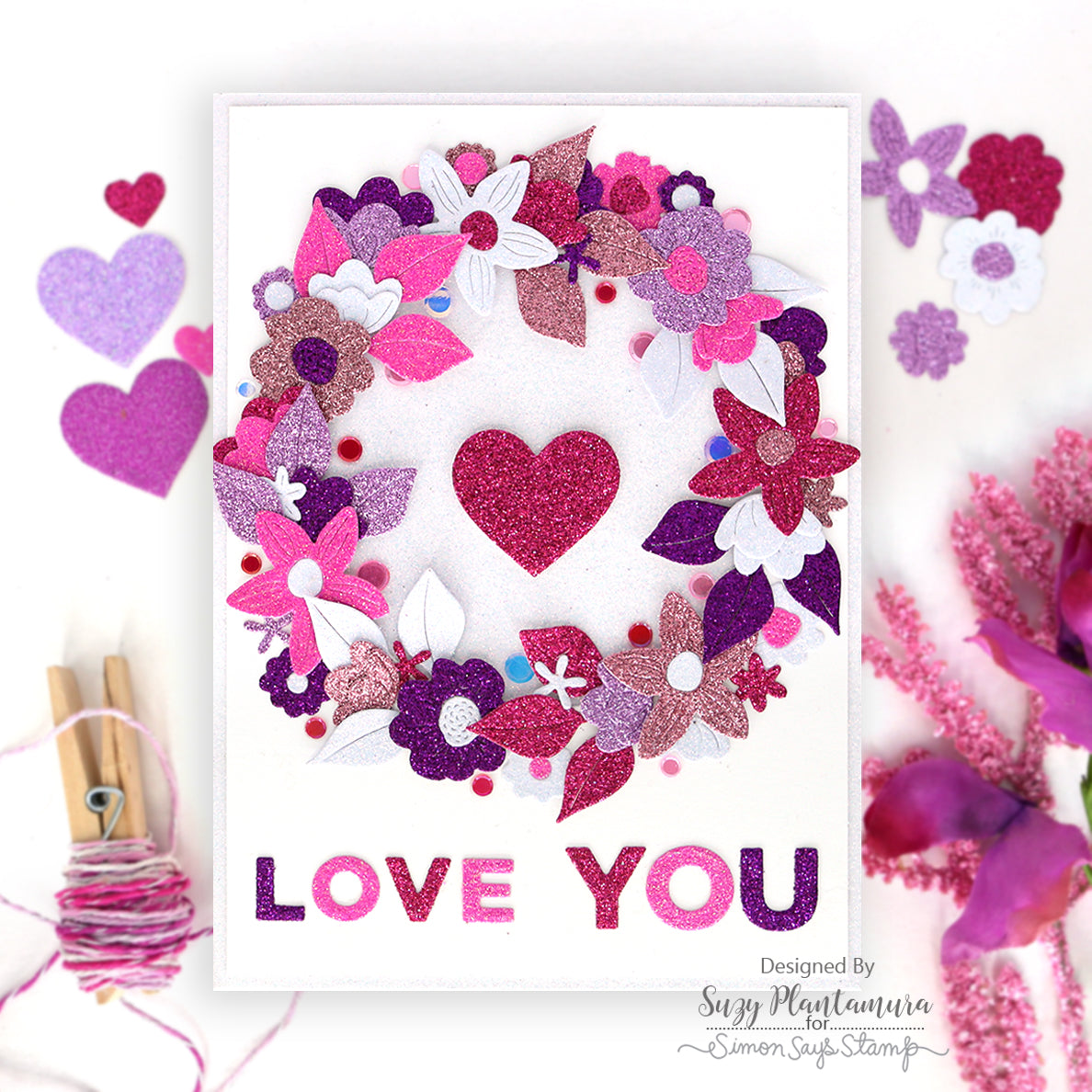 Simon Says Stamp Embellishment Mix Candy Hearts 1223ch Smitten Love You Card