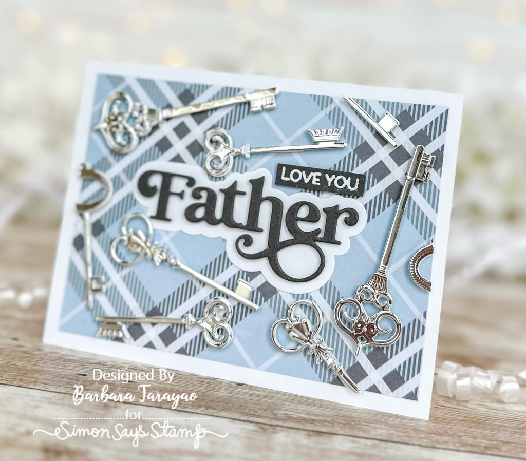 Simon Says Stamp Embossing Folder and Cutting Dies Captivating Keys sfd390 Celebrate Father Card