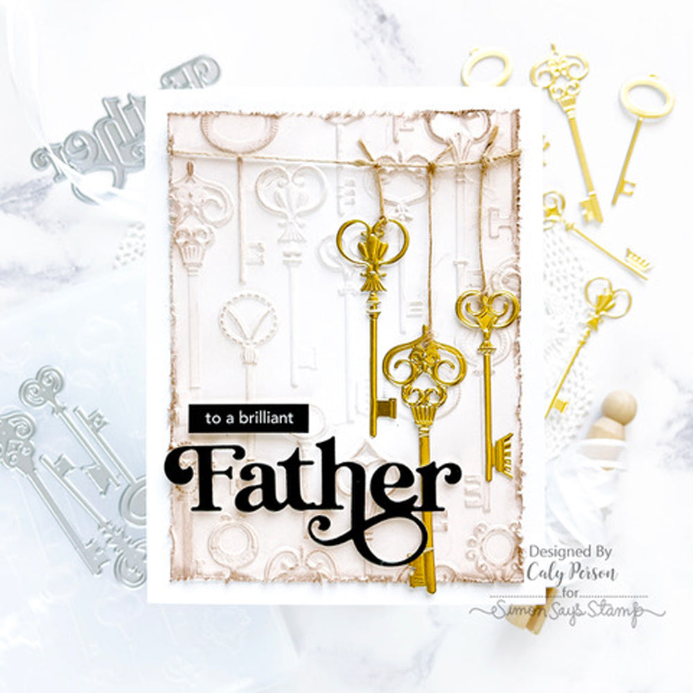 Simon Says Stamp Embossing Folder and Cutting Dies Captivating Keys sfd390 Celebrate Father Card | color-code:ALT01