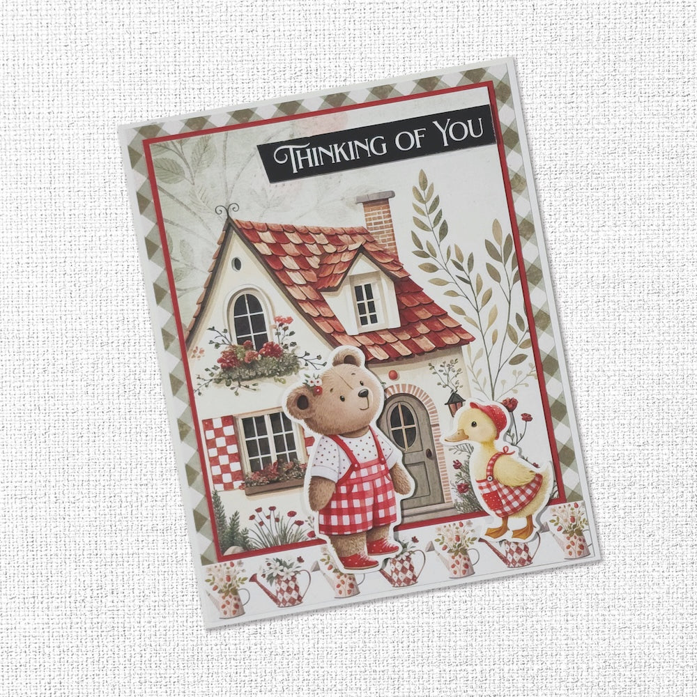 Paper Rose Strawberry Friends Embossed Die Cuts 34905 thinking