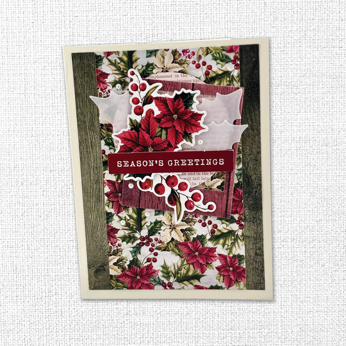 Paper Rose Christmas Holly Embossed Die Cuts 35163*