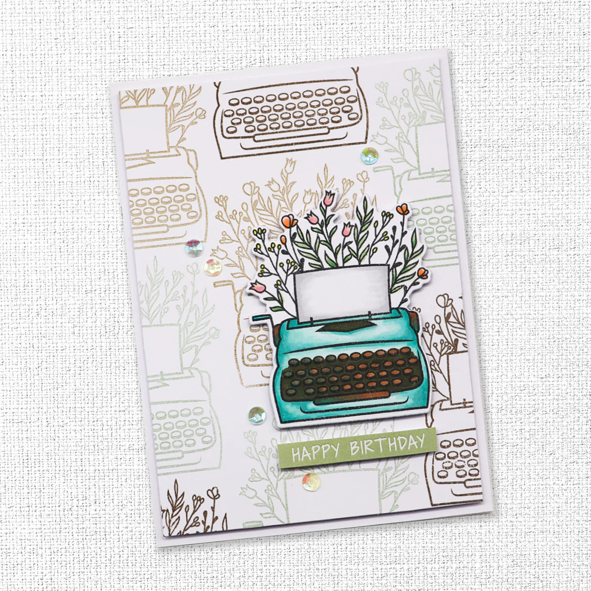 Paper Rose Vintage Floral Phone and Typewriter Dies 34479*