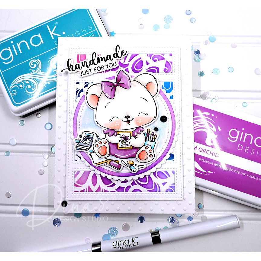 Card with Bear Card Making and the sentiment 'Handmade Just for You'