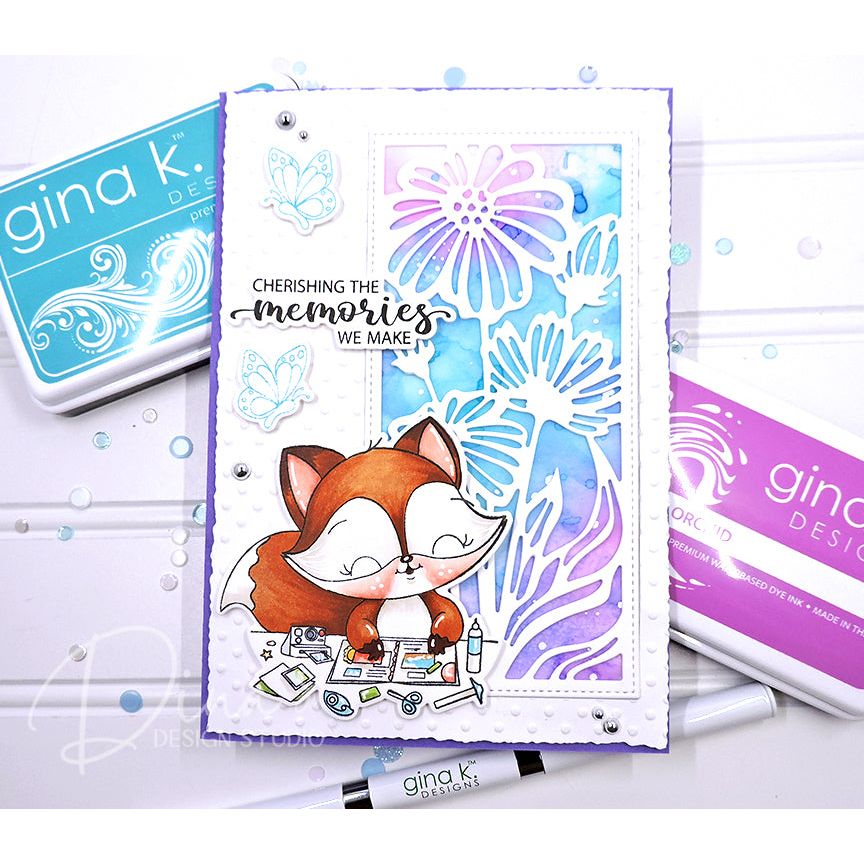 Card with Fox Scrapbooking and sentiment 'Cherishing the Memories We Make'