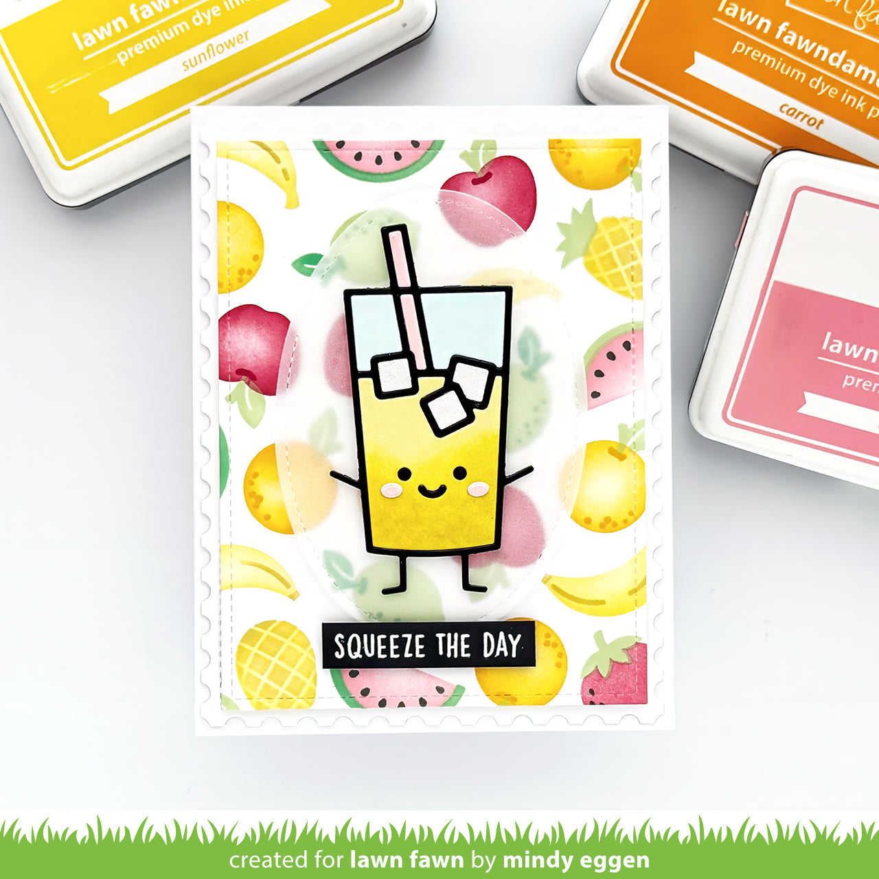 Card with a lemonade and fruit pattern