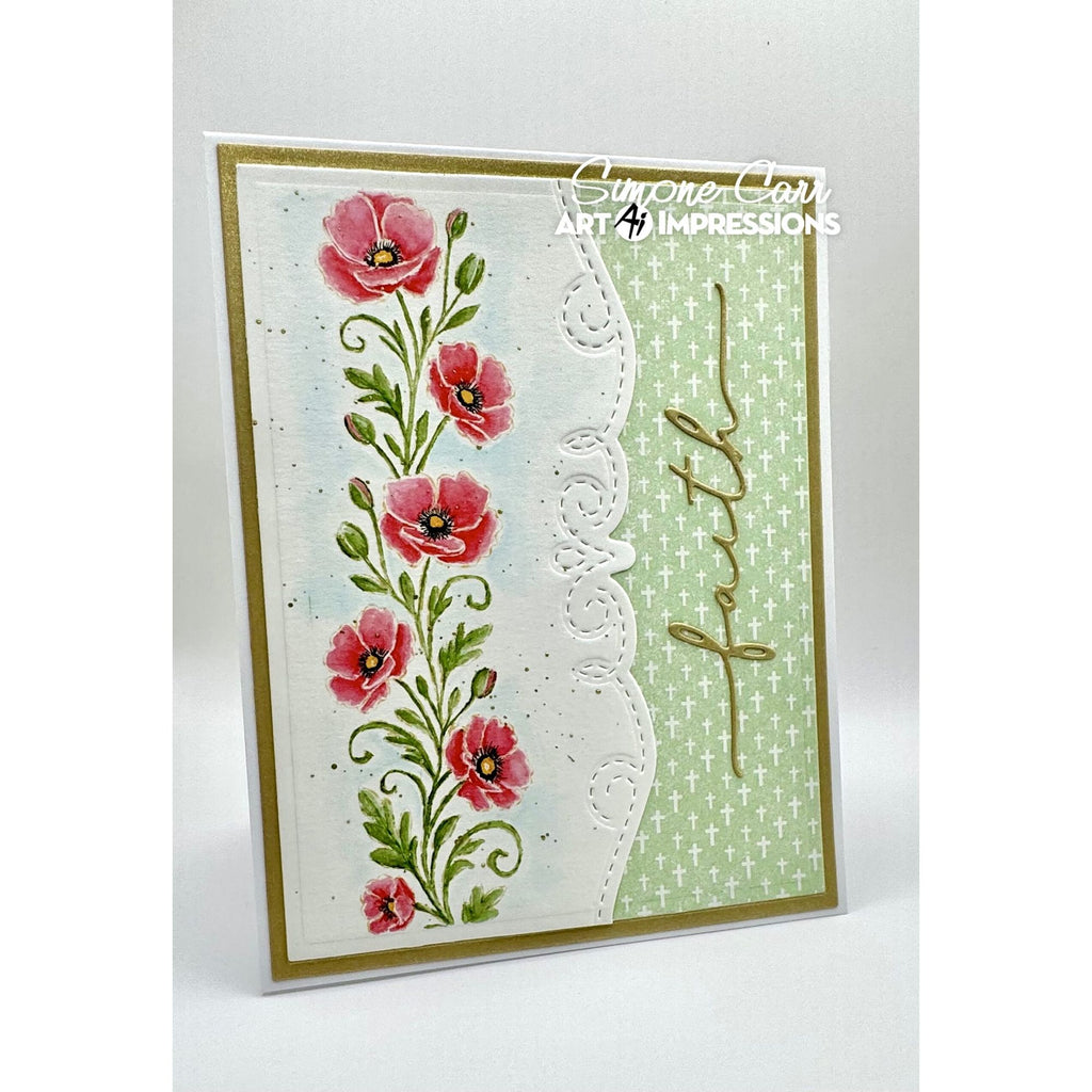 Card with floral design and 'faith' text on a white background