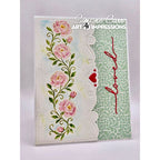 Card with floral design and 'love' text on a textured background, featuring Art Impressions branding.