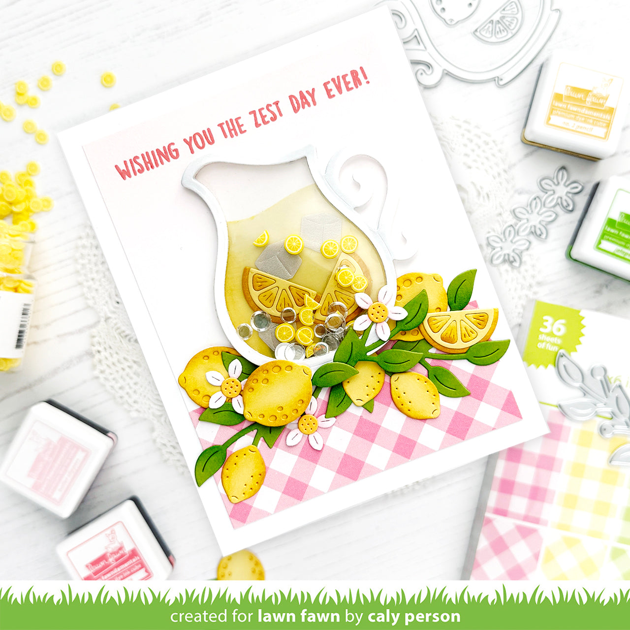 Card with lemon design and 'Wishing you the zest day ever!' sentiment