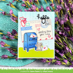 Card with postal-themed design featuring a mailbox and mouse