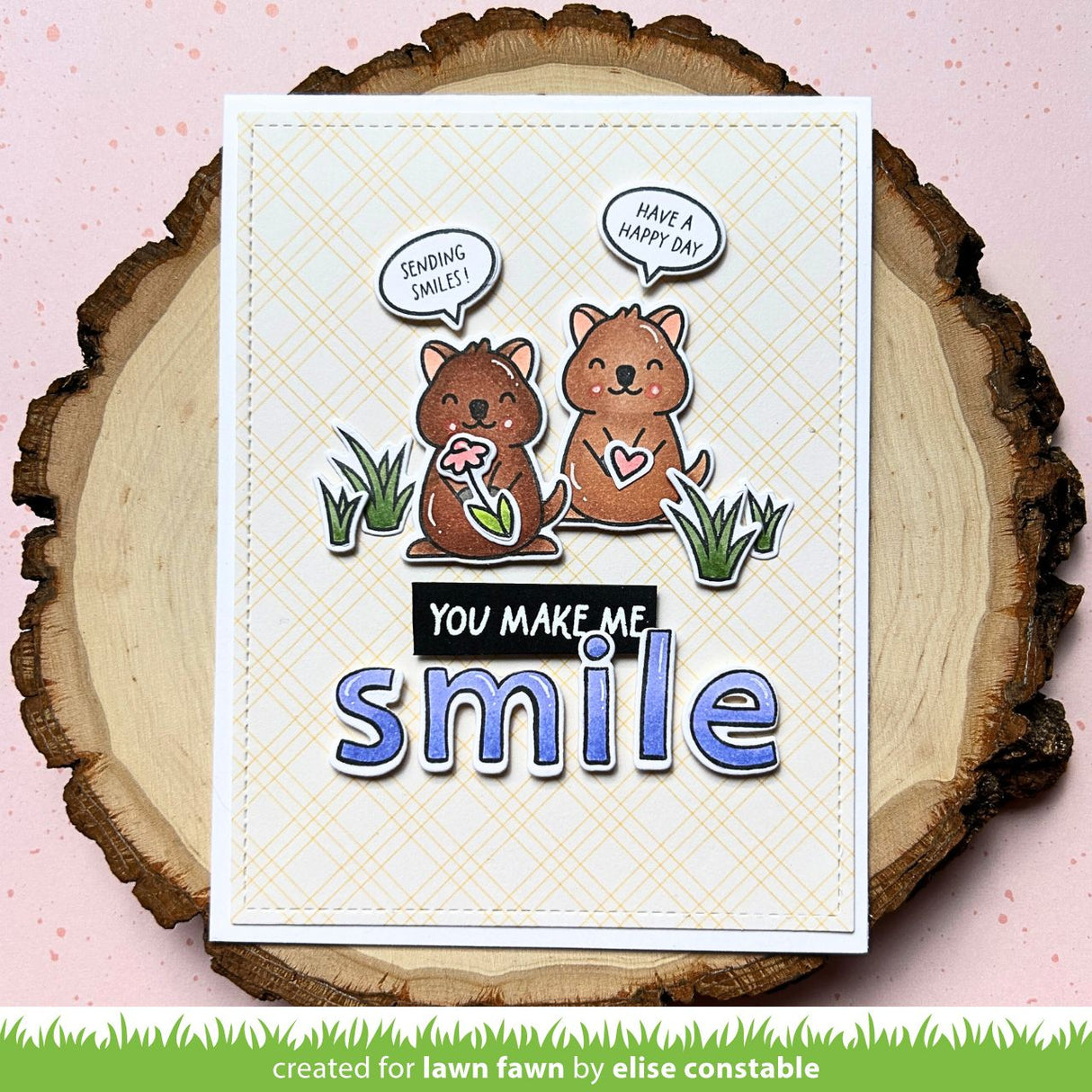 Card with quokkas and sentiment 'you make me smile'