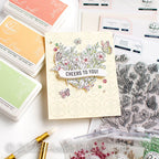 PinkFresh Studio Butterfly Garden Stencil Set 154122 Cheers To You Card | color-code:ALT03