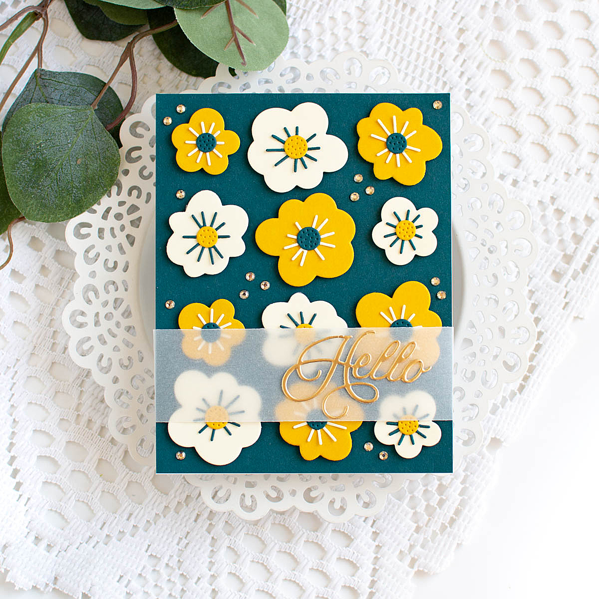 Simon Says Stamp Groovy Flowers Wafer Dies s1021 Happy Camper Hello Card | color-code:ALT09
