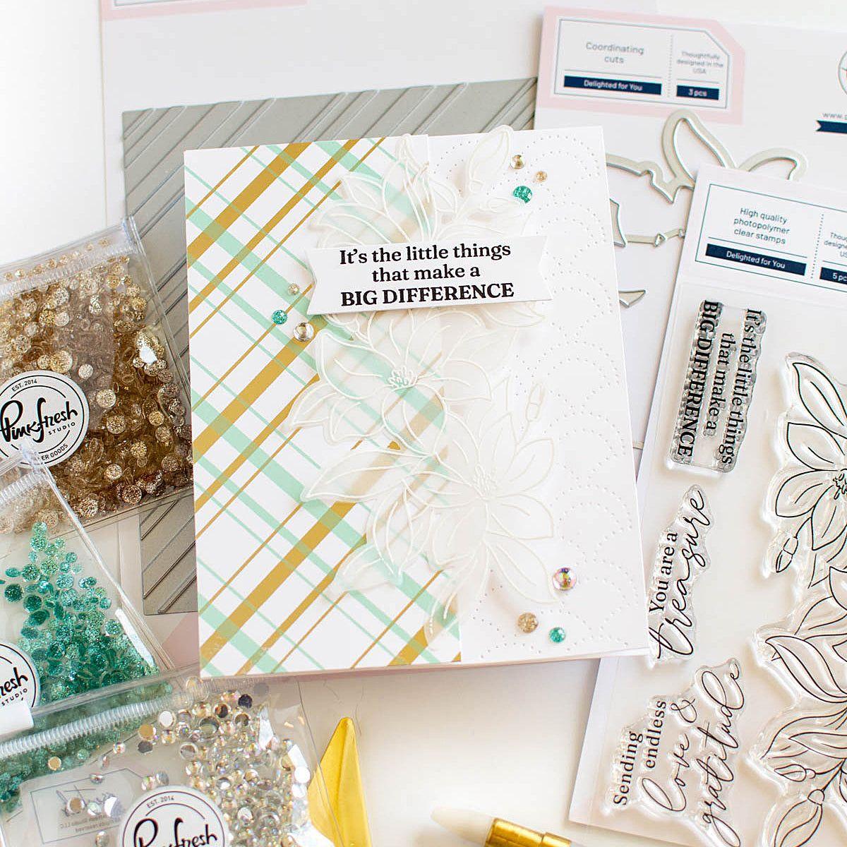 Pinkfresh Studio Diagonal Plaid Press Plates 245124 it's the little things that make a big difference card | color-code:ALT02