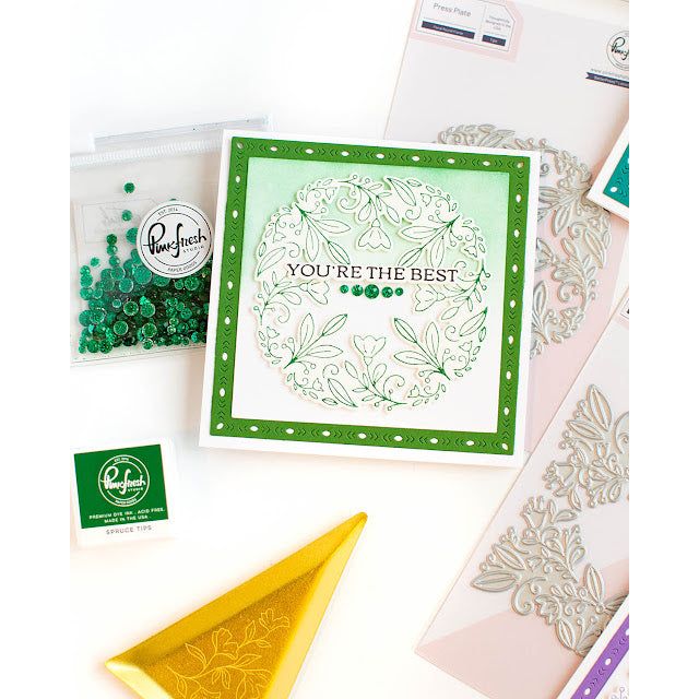 Pinkfresh Studio Floral Round Frame Die 217423 Note Card | color-code:ALT01