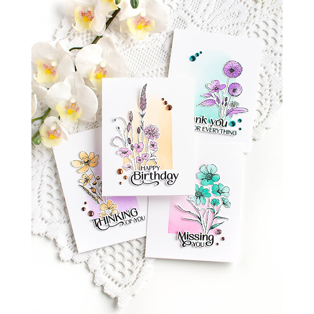 Simon Says Clear Stamps Butterfly Blossoms 2215ssc Floral Card Set | color-code:ALT15