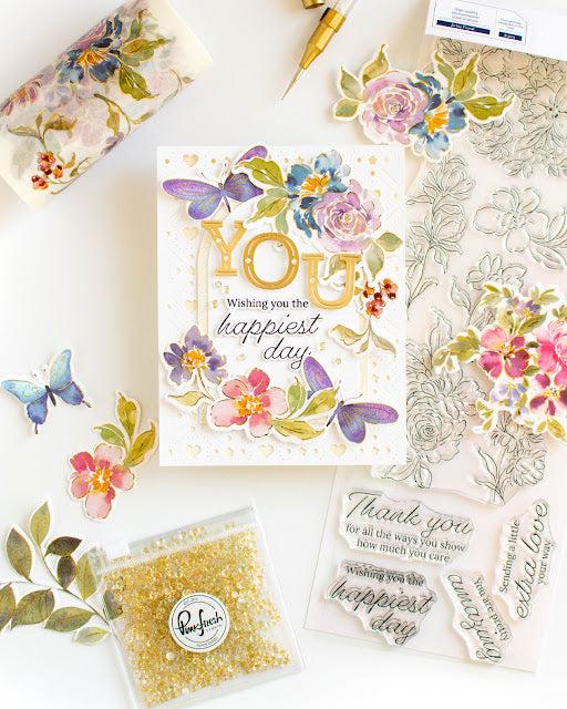 Pinkfresh Studio Artsy Floral Bundle Happiest Day Card | color-code:ALT01