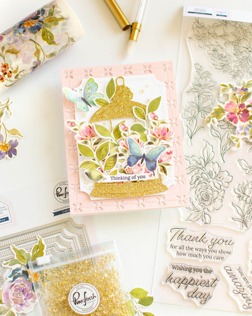 Pinkfresh Studio Artsy Floral Bundle Thinking Of You Card | color-code:ALT02