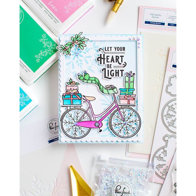 Pinkfresh Studio Holiday Bicycle Stencils 254124 Adorable Christmas Card | color-code:ALT02