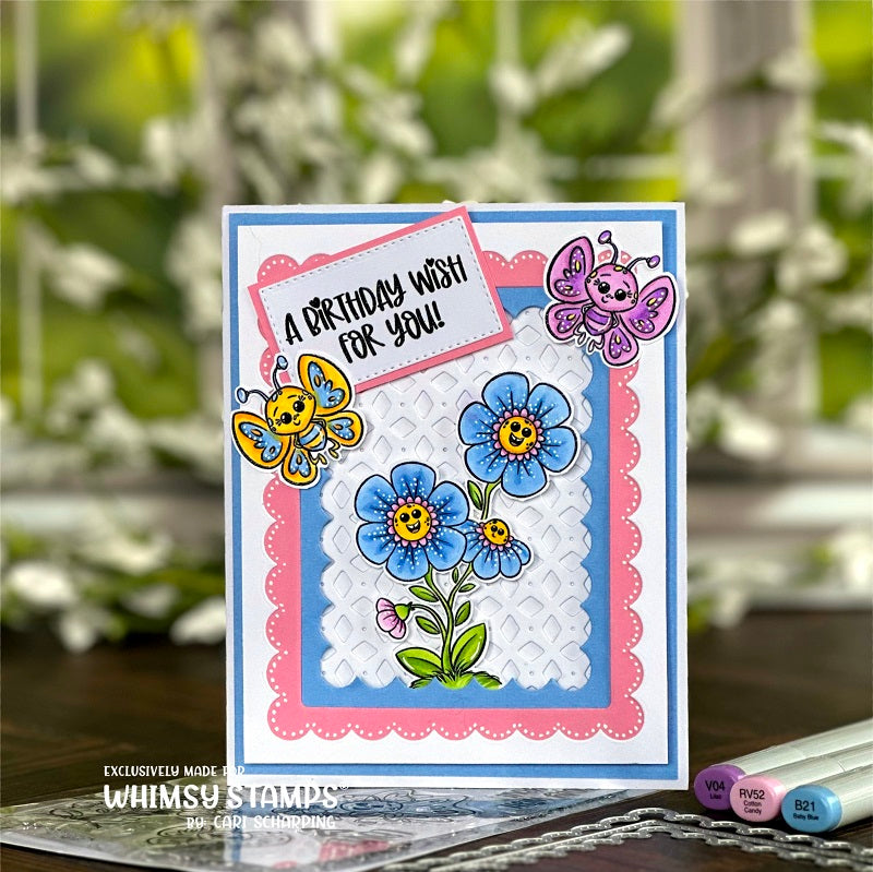 Whimsy Stamps Butterfly Wishes Clear Stamps khb216 birthday wish