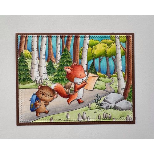 Purple Onion Designs Pistachio Unmounted Cling Stamp pod1387 bear and fox in the woods