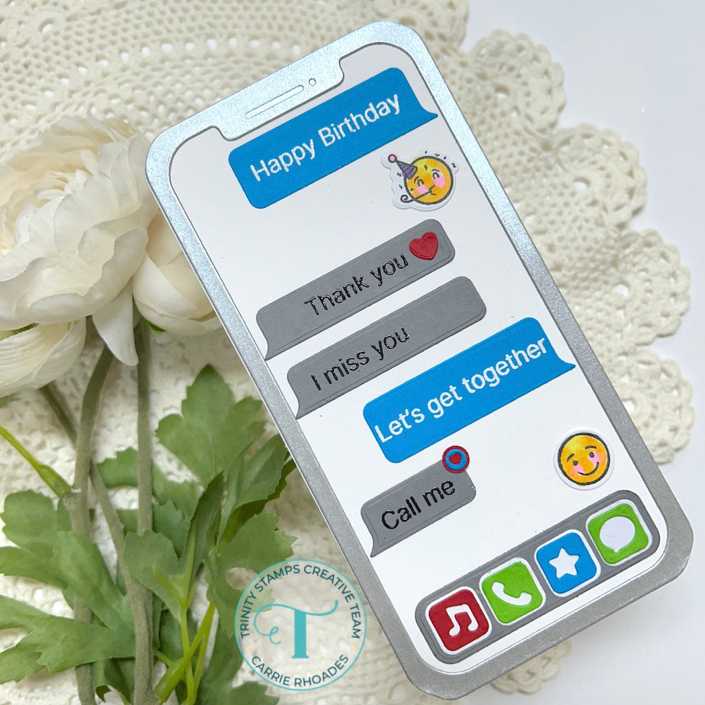 Trinity Stamps Cell Phone Mini Slimline Die Set tmd-271 birthday card with emojis