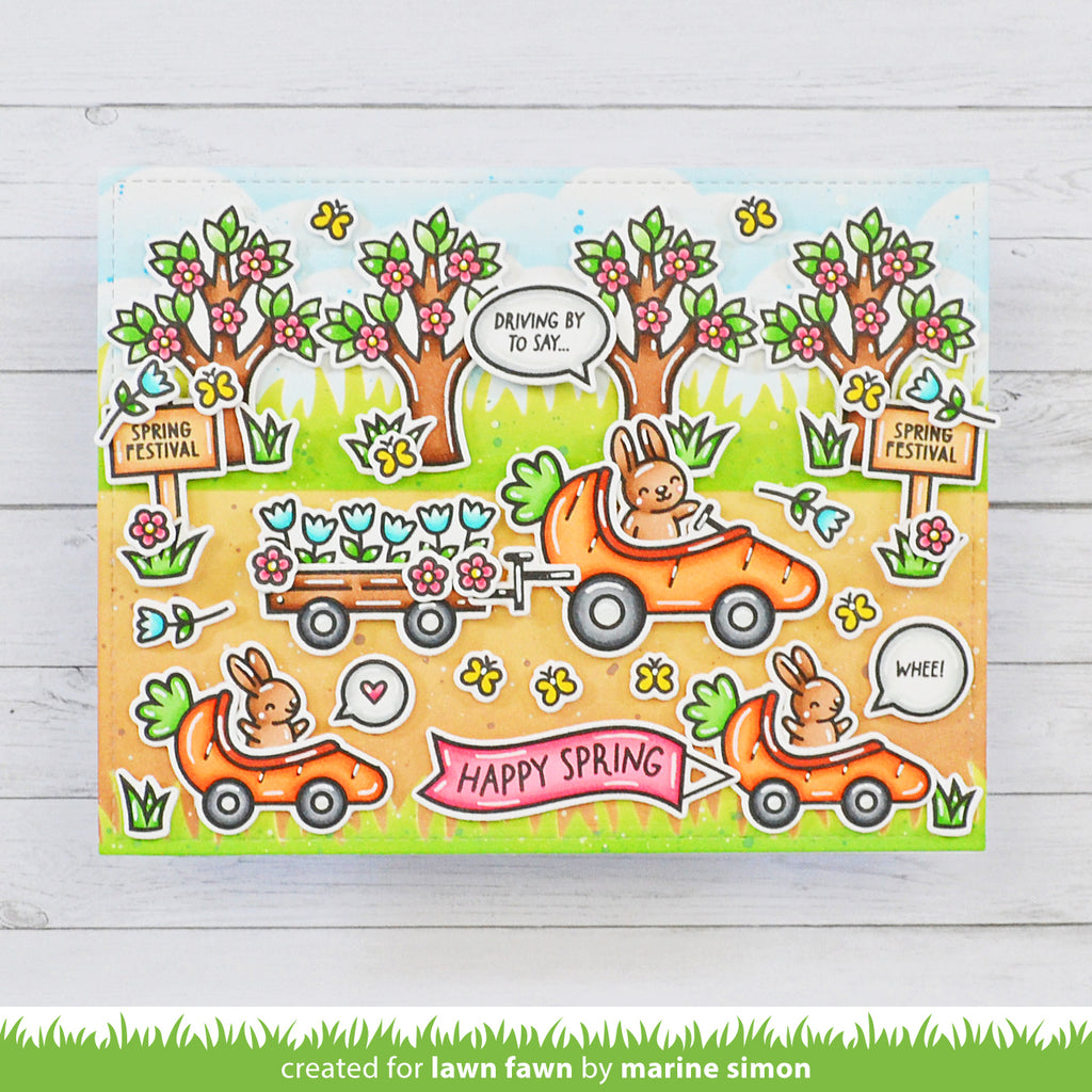 Lawn Fawn Carrot 'bout You Banner Add-On Clear Stamps lf3351 Happy Spring