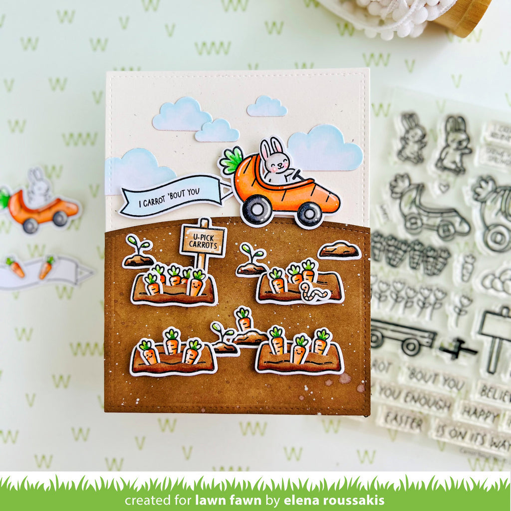 Lawn Fawn Carrot 'bout You Banner Add-On Clear Stamps lf3351 Carrots