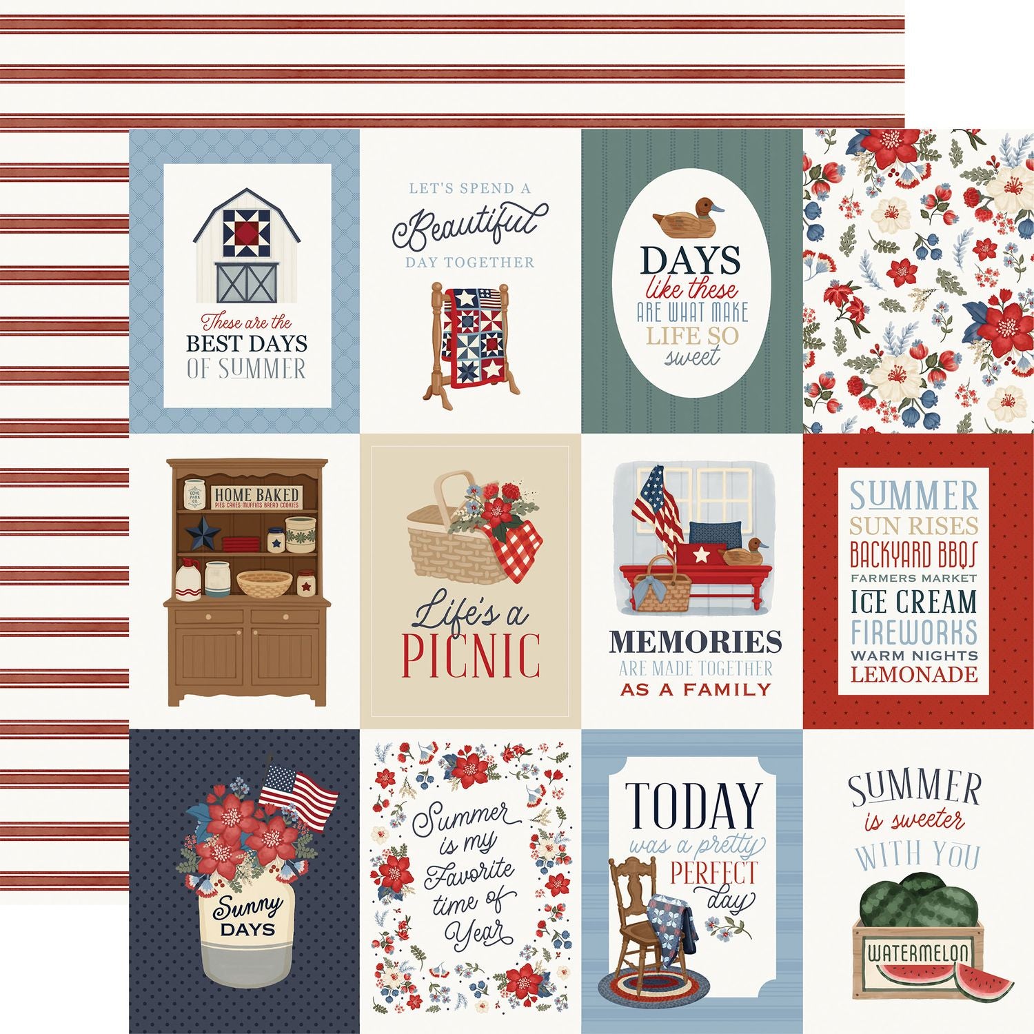 Carta Bella Americana Summer 12 x 12 Collection Kit cbas493016 Family Memories Sentiments