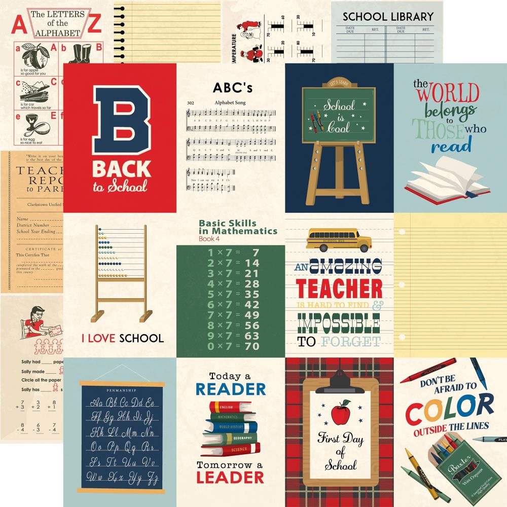 Carta Bella Back To School 12 x 12 Mega Bundle cbbts401050 3X4 Journaling Cards
