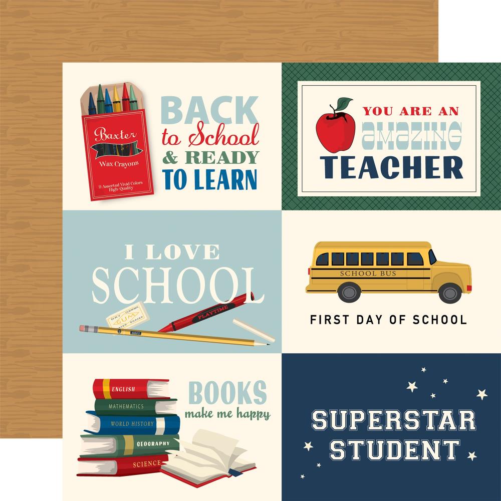 Carta Bella Back To School 12 x 12 Mega Bundle cbbts401050 6X4 Journaling Cards