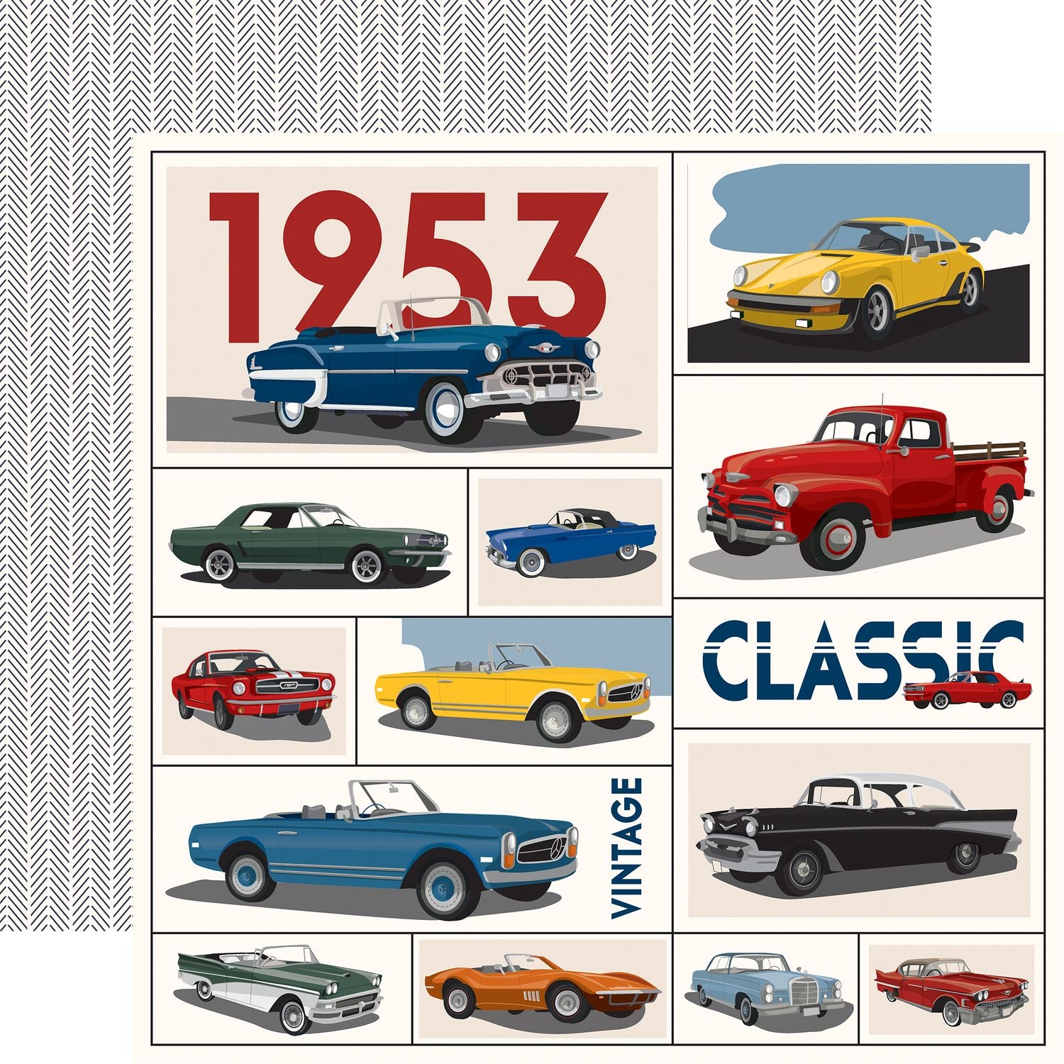 Carta Bella Cars 12 x 12 Collection Kit cbcar491016 Classic Autos