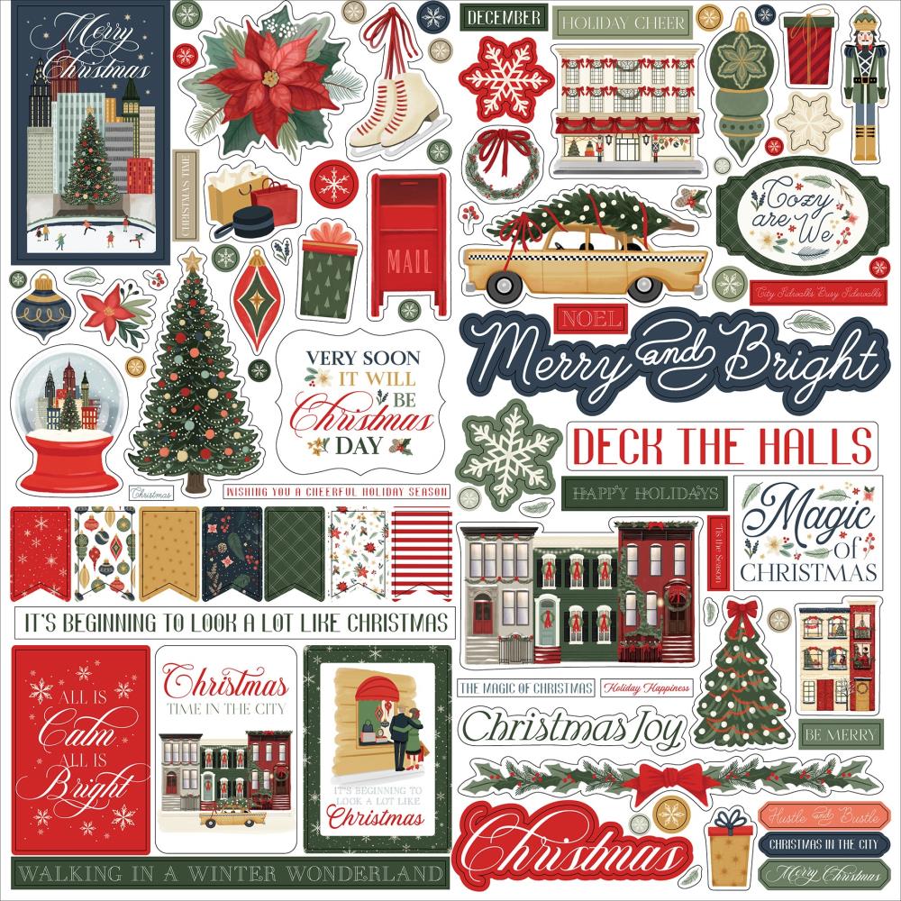Carta Bella Christmas In The City 12 x 12 Collection Kit cbcic456016 Cardstock Stickers