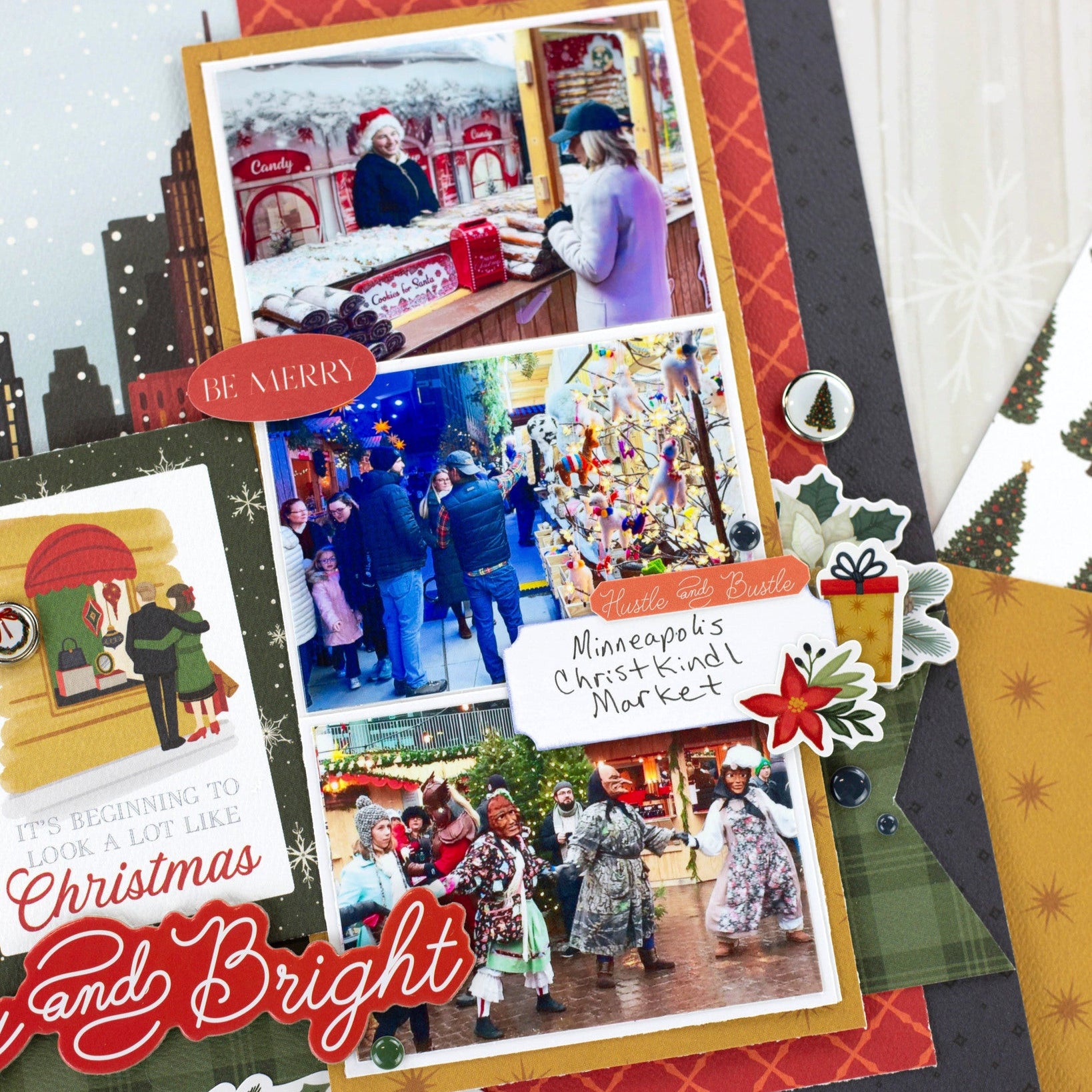 Carta Bella Christmas In The City 12 x 12 Collection Kit cbcic456016 Holiday Market Layout
