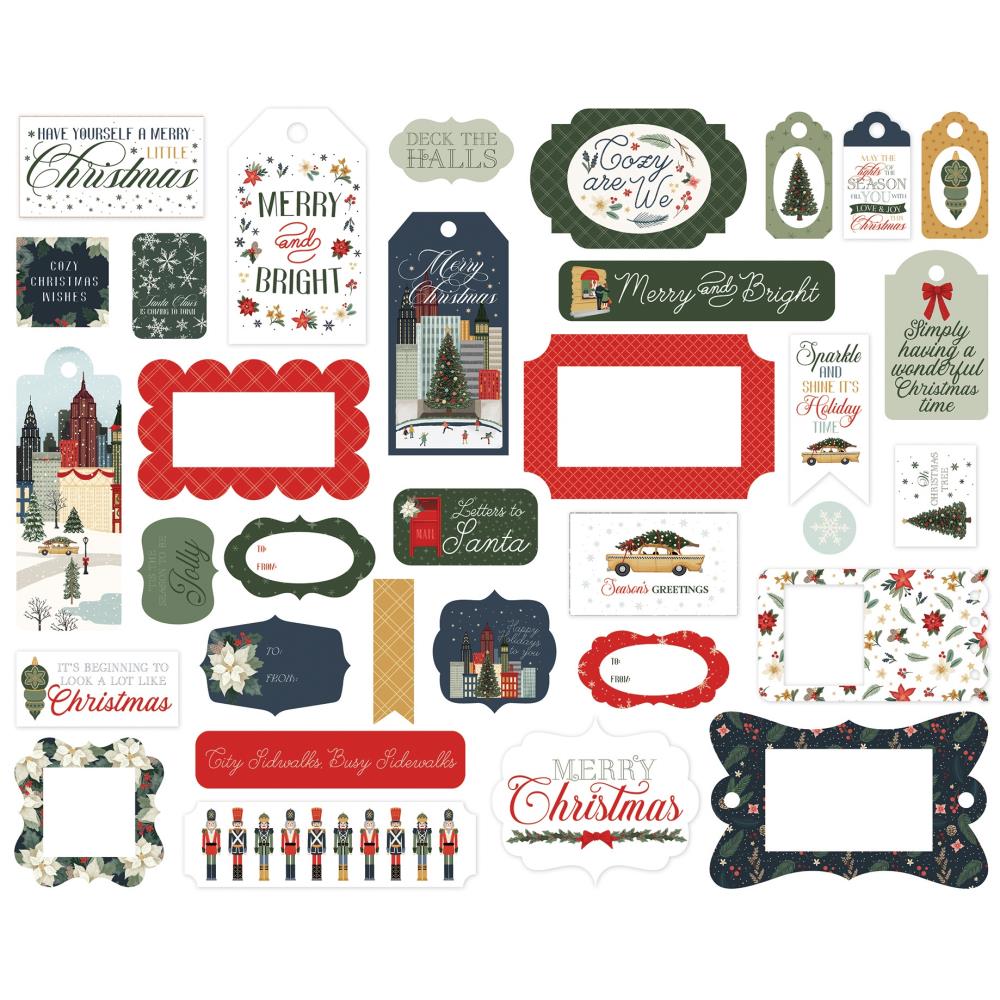 Carta Bella Christmas In The City Frames And Tags cbcic456025 Holiday Sentiments