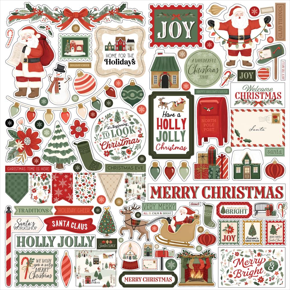 Carta Bella Christmas Village 12 x 12 Mega Bundle cbcv458050 Cardstock Stickers