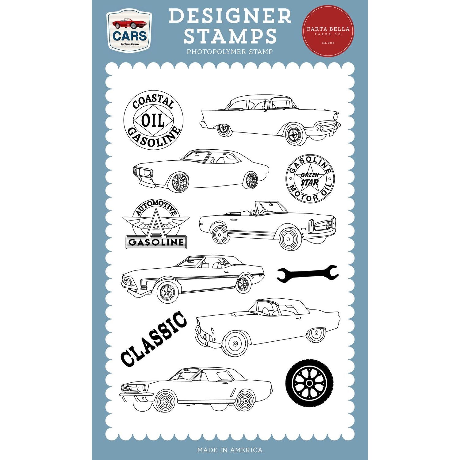 Carta Bella Classic Cars Clear Stamps And Dies Bundle Photopolymer Stamps