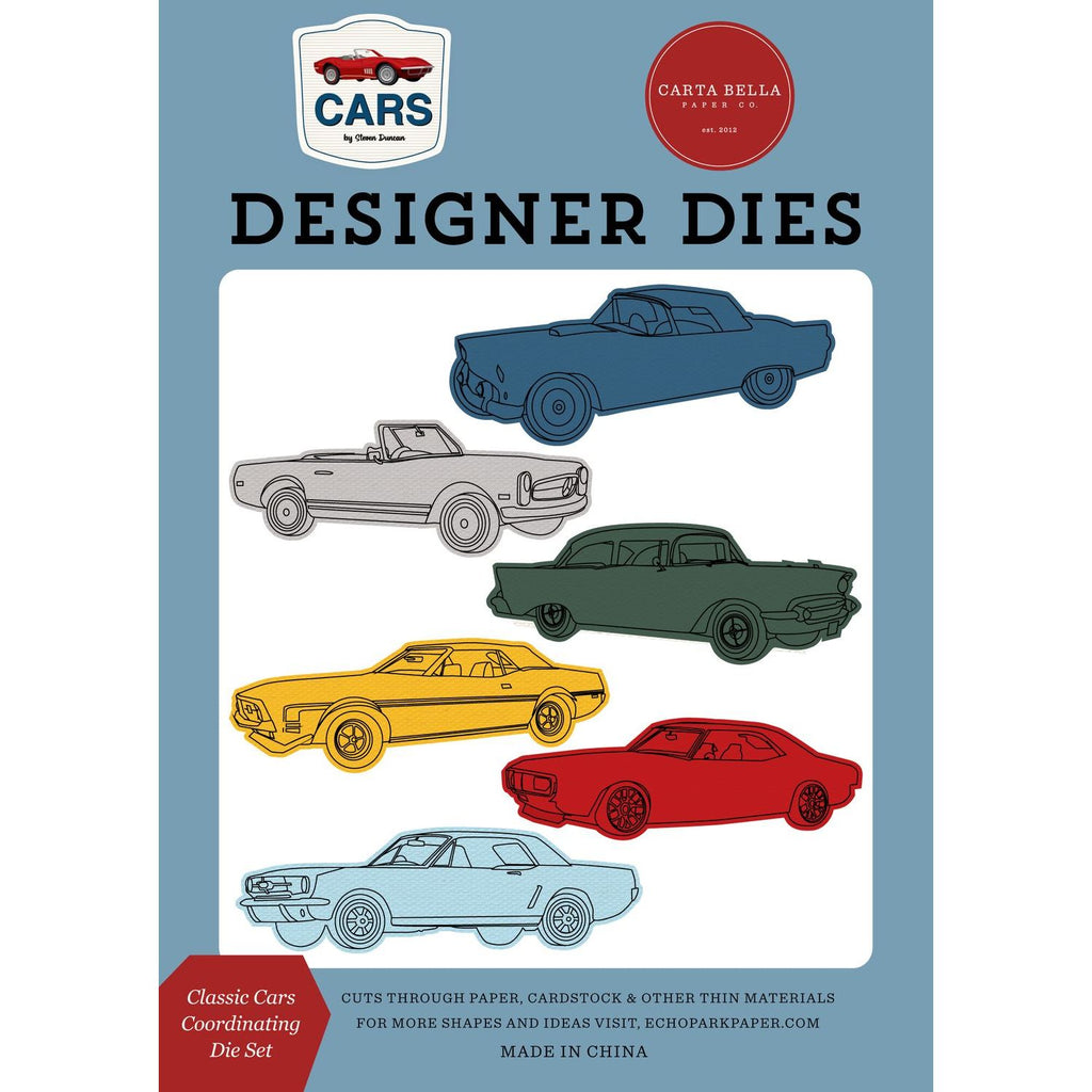 Carta Bella Classic Cars Clear Stamps And Dies Bundle Wafer Dies