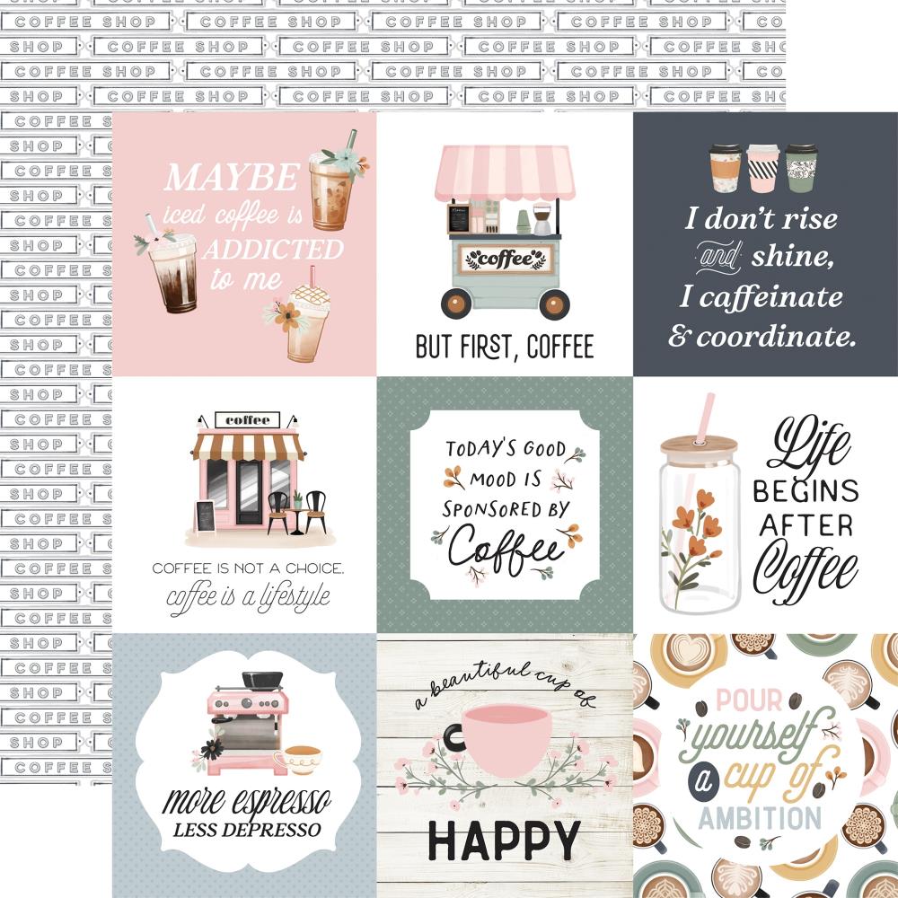Carta Bella Coffee Shop 12 x 12 Collection Kit cbcs446016 4"X4" Journaling Cards