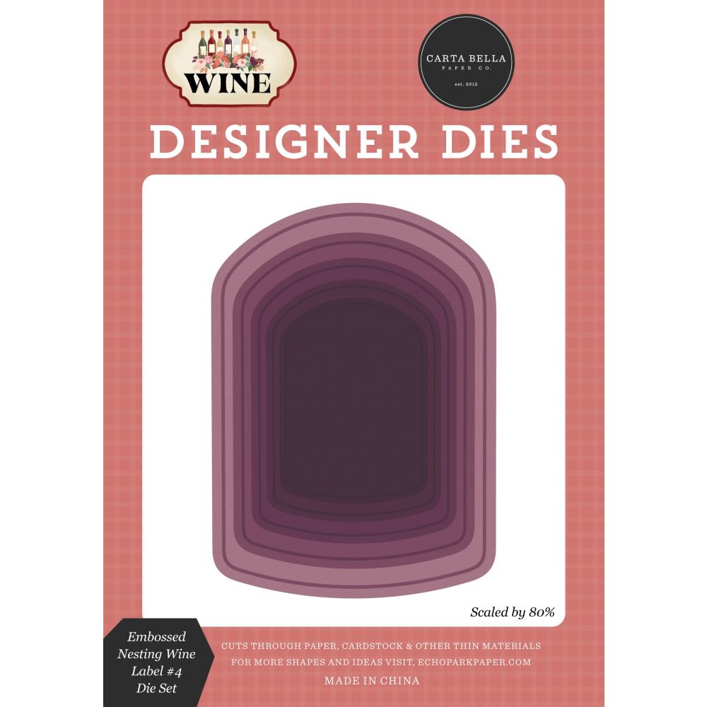 Carta Bella Embossed Nesting Wine Label 4 Dies cbw479043
