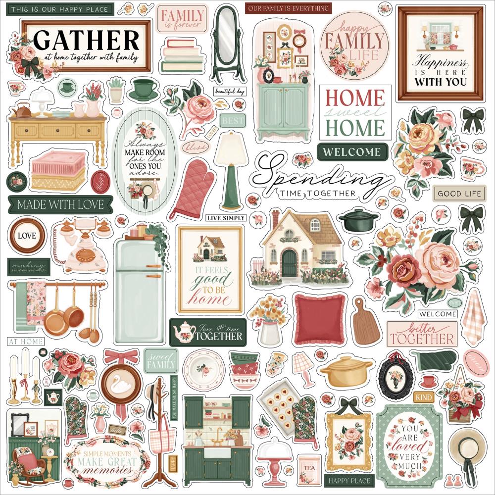 Carta Bella Feels Like Home 12 x 12 Collection Kit cbflh476016 Cardstock Stickers