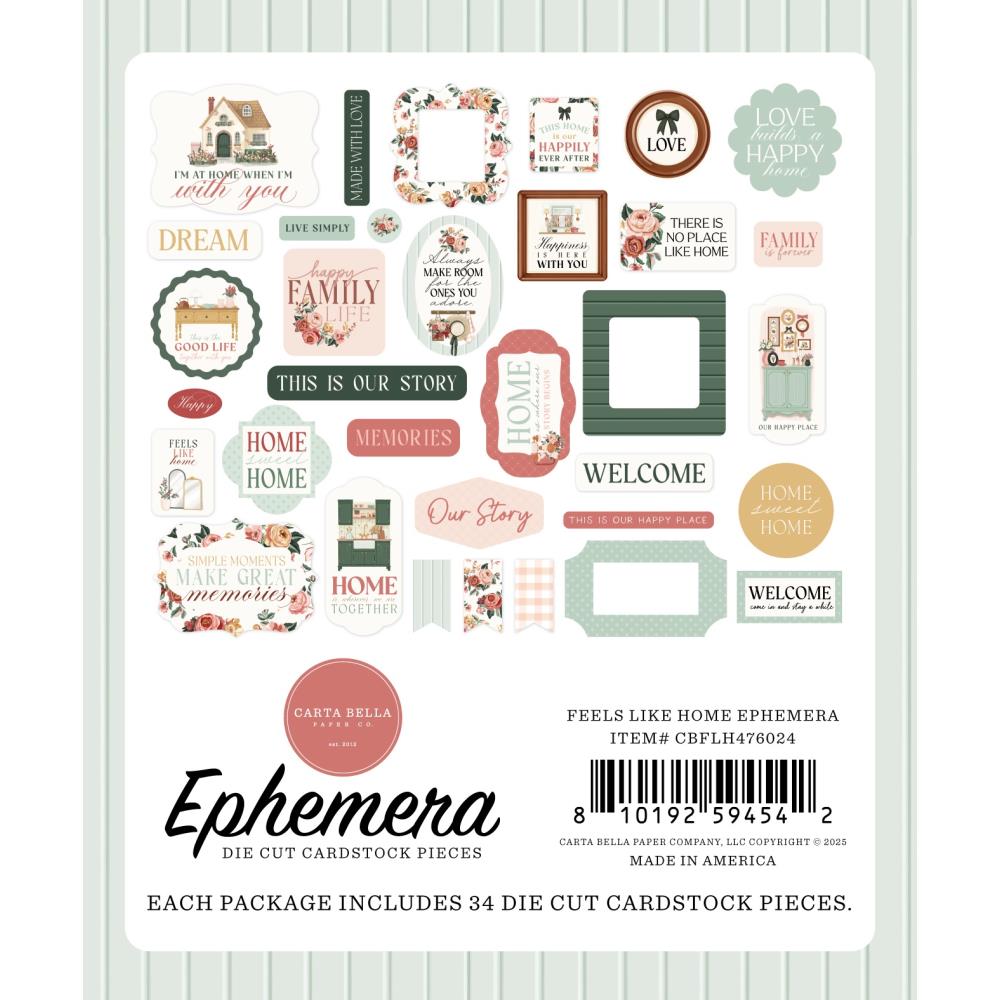 Carta Bella Feels Like Home Ephemera cbflh476024 House Sentiments