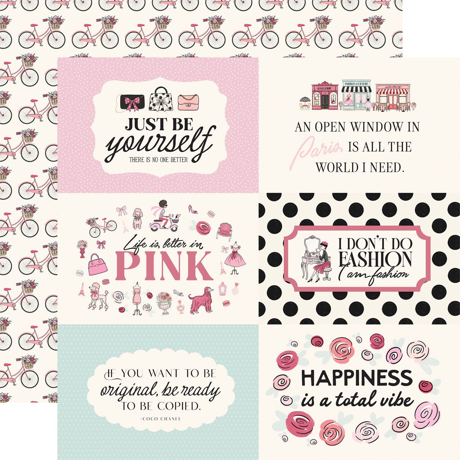 Carta Bella French Girl 12 x 12 Collection Kit cbfg490016 Fashion Phrases
